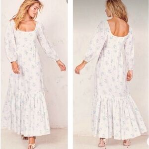 White Tiered Ruffled Long Sleeve Sundress